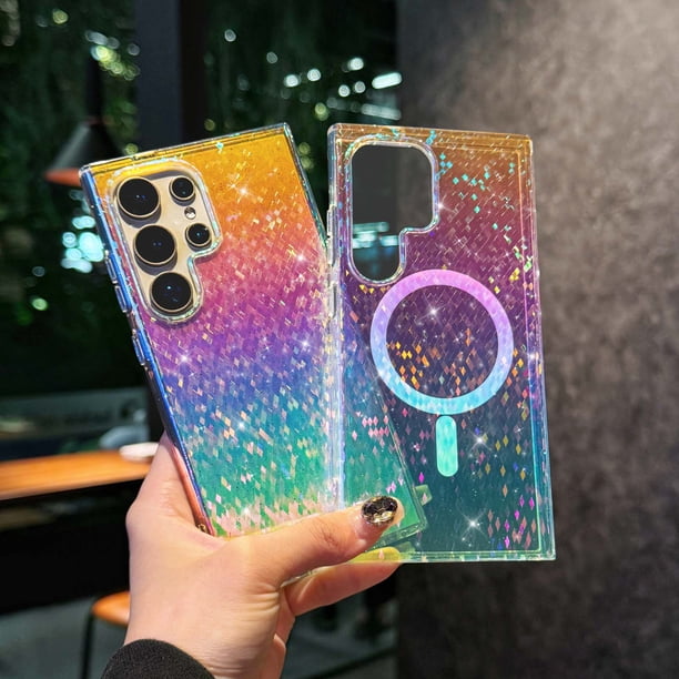 Magnetic for Samsung Galaxy S25 Ultra Case Women Girls, [Holographic  Iridescent Color Changing Effect] Fashion Slim Cute and Shockproof  Protective Transparent Diamond Pattern Colorful Phone Case,D - Walmart  Business Supplies