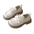 thumbnail image 3 of Viluyesy Spring Summer Girls Leather Mary Jane Shoes – Bow Accent, Lace Trim Princess Style Loafers with Soft Sole and Classic College-Inspired Design Beige Size 1, 3 of 10