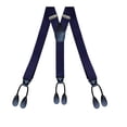 thumbnail image 3 of TECHTONGDA Suspenders Braces Six Button Holes Elastic Classic Adjustment Leather Suspenders Navy Blue, 3 of 13
