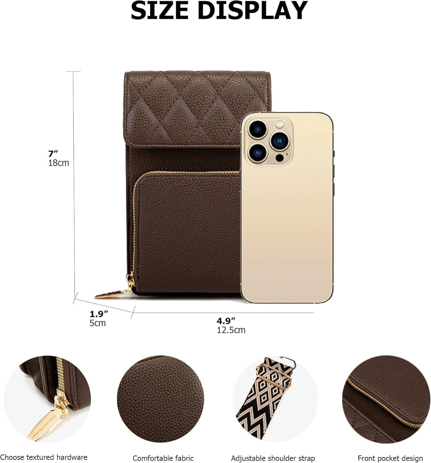 Small Leather Crossbody Bag for Women with Guitar Strap Mini Crossover Bags & Shoulder Purses with 2 Card Slots