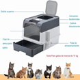 thumbnail image 3 of Caja de Arena para Gatos Plegable,Arenero para Gato Cerrada con Tapa, Plegable, 14 * 19 * 14 in, Material PP, Equipada con luz Ultravioleta y Pala para Arena,Desodorizante Limpieza(Gris), 3 of 8
