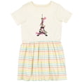 thumbnail image 3 of Inktastic Eiffel Tower in Paris with Flowers and Pink Banner Girls Toddler Dress, 3 of 5