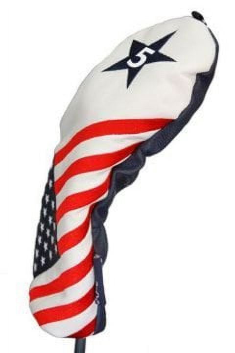 Majek USA Vintage Golf Driver Headcover USA 5 & X Headcover Patriot Golf Vintage Retro Patriotic Fairway Wood Head Cover Fits All Modern Fairway Wood Clubs