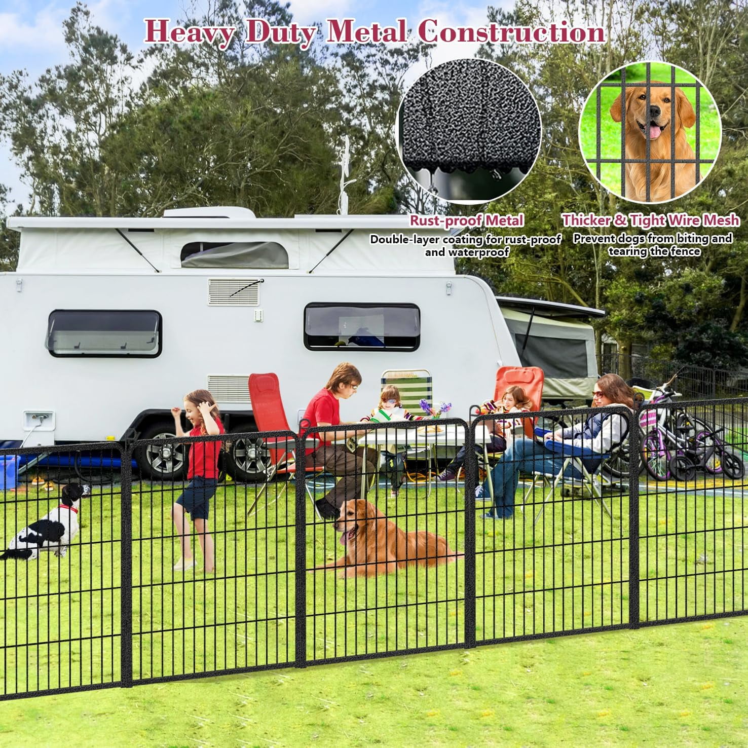 Jhsomdr Dog Playpen Outdoor 10 Panel 32" Height x 26" Width Pet Fence Heavy Duty Puppy Playpen Dog Exercise Pen with Door for Small/Medium Dogs