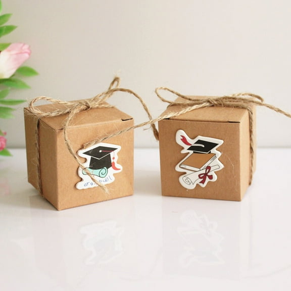 HINTRMENT 10Pcs Graduation Party Favor Boxes Square Blue Paper for Candies and Small Holder