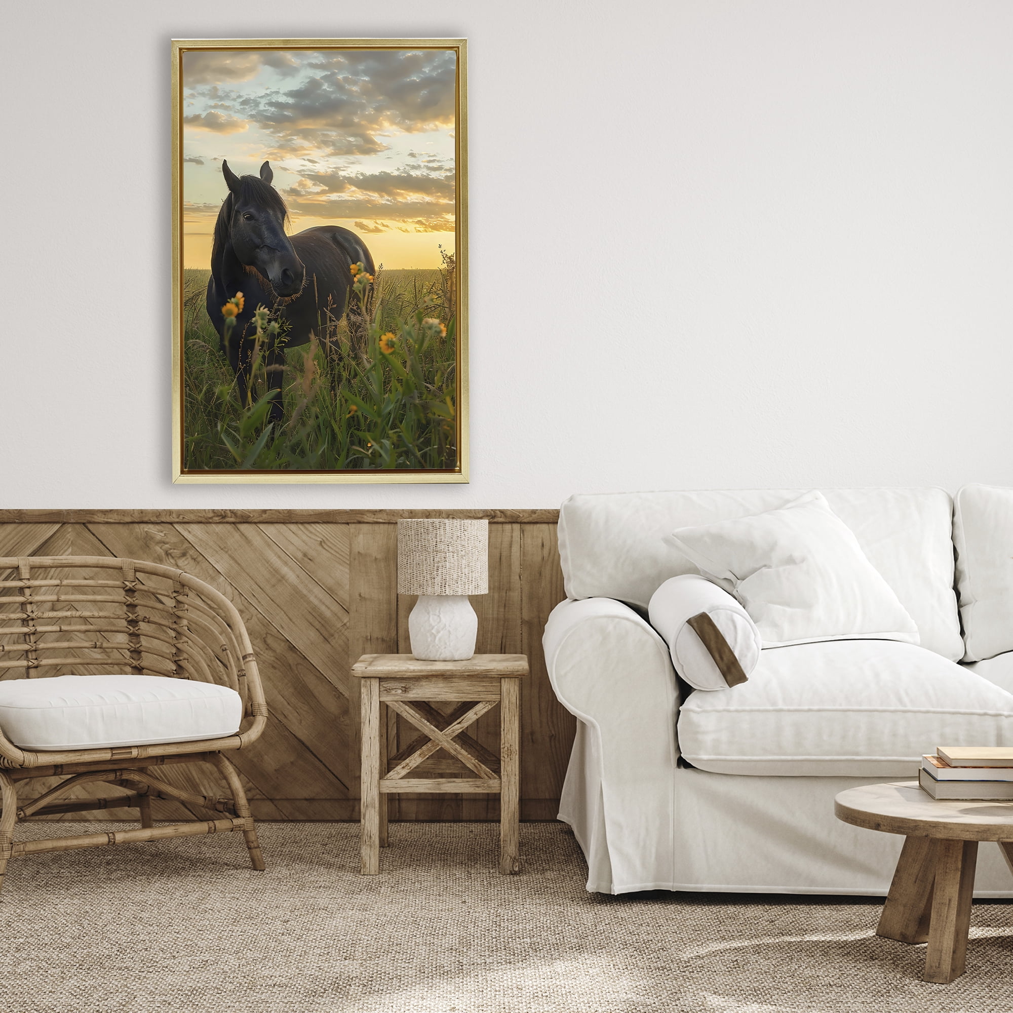 Stupell Industries Standing In Field Of Flowers Gold Framed Floater Canvas Wall Art, design by Creative Studio