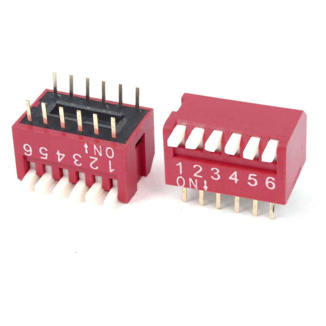 5x 4-Way Piano DIP DIL Red PCB Switch 