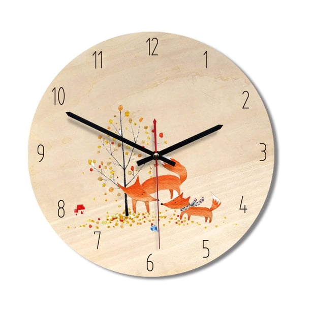 Punteros de aluminio de dibujos animados Reloj de pared con esfera de madera Movimiento sin tictac Reloj de sala de estar Dormitorio tholdsy JJ20451-01