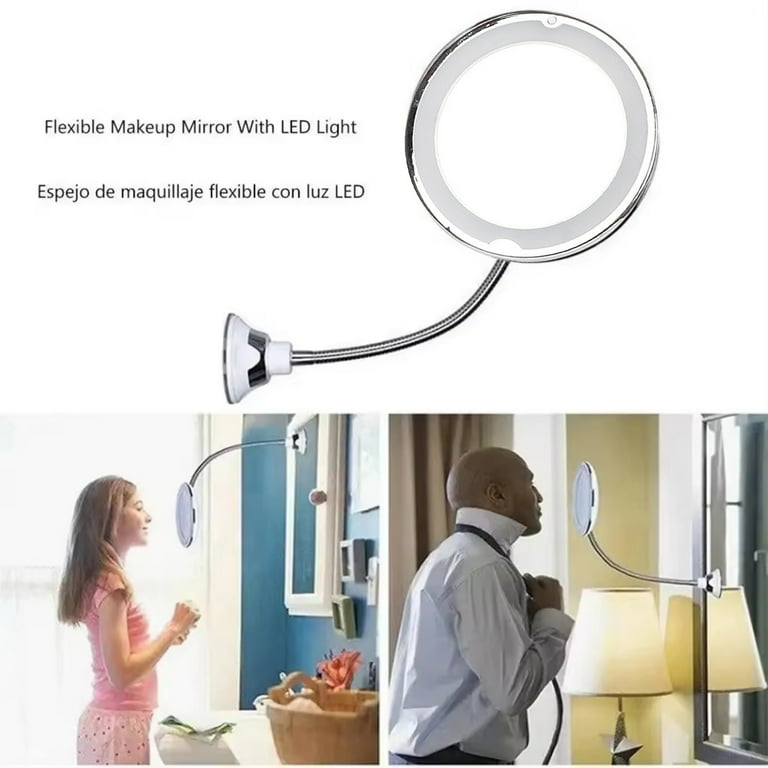 Lighted makeup mirror with suction cups hotsell