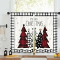 thumbnail image 4 of Christmas Tree Winter Kitchen Curtains 27.5W x 39L Inch Xmas Pine Farmhouse Rustic Plaid Black White Red Holiday Rod Pocket Short Small Window Treatment Drapes Decor 2 Panels, 4 of 7