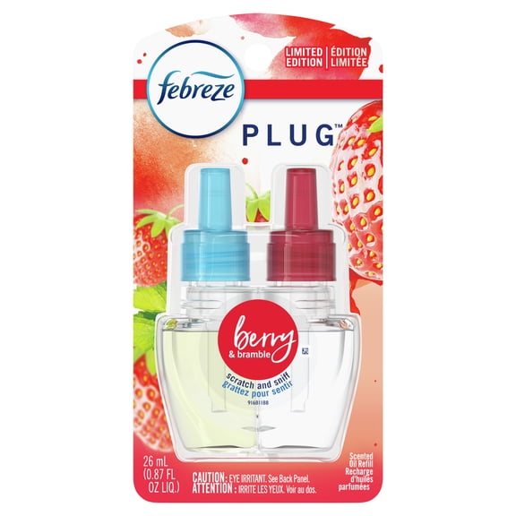 Febreze Odor-Eliminating Fade Defy PLUG Air Freshener Refill, Berry and Bramble, .87 fl. oz.