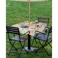thumbnail image 4 of nqOlkjepod Boho Morocco Outdoor Tablecloth with Umbrella Hole & Zipper, Retro Farmhouse Ethnic Neutral Aesthetic Square Table Cover 54x54 Inch, Dining Waterproof Table Cloth Protector for Patio, 4 of 7