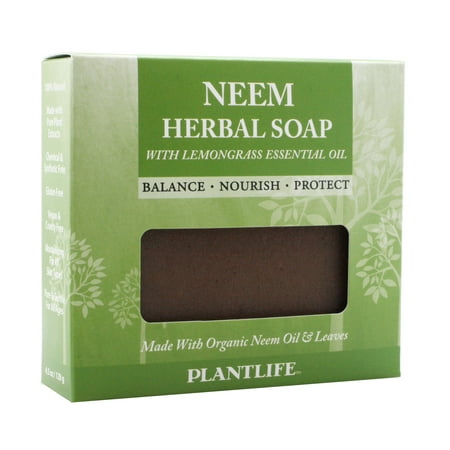 Plantlife Neem Soap- 100% Natural Soap, Vegan, Handmade with Coconut and Olive Oil, With Organic Neem and Lemongrass Essential Oil, Excellent For Face, Body and Hands-4.5 oz (127g)