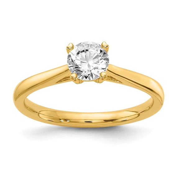 14K Yellow Gold Ring Band Engagement Diamond Lab Grown Round White