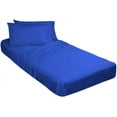 thumbnail image 3 of 4PC Cot Sheet Sets-1 Flat Sheet, 1 Fitted Sheet 8" Deep Pocket & 2 Pillowcover, 100% Egyptian Cotton, 600TC, Perfect for Camp Bunk, Guest Beds-Royal Blue Solid, Truck Size, 3 of 5