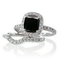 thumbnail image 1 of 2 Carat Unique Black Diamond and diamond Bridal Ring Set on 10k White Gold, 1 of 3