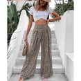 thumbnail image 4 of Women Pants Long High Waist Drape Pants Floral Print Trousers Summer Wide Leg Slack Khaki M, 4 of 8