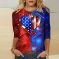 thumbnail image 2 of Summer Save On Patriotic Tops For Women American Flag Printed Tunic Top Round Neck 3/4 Sleeve Tee Shirts Relaxed Fit Tunics Blosues Baggy Boho Shirts Beach Holiday Causal Clothes, 2 of 5