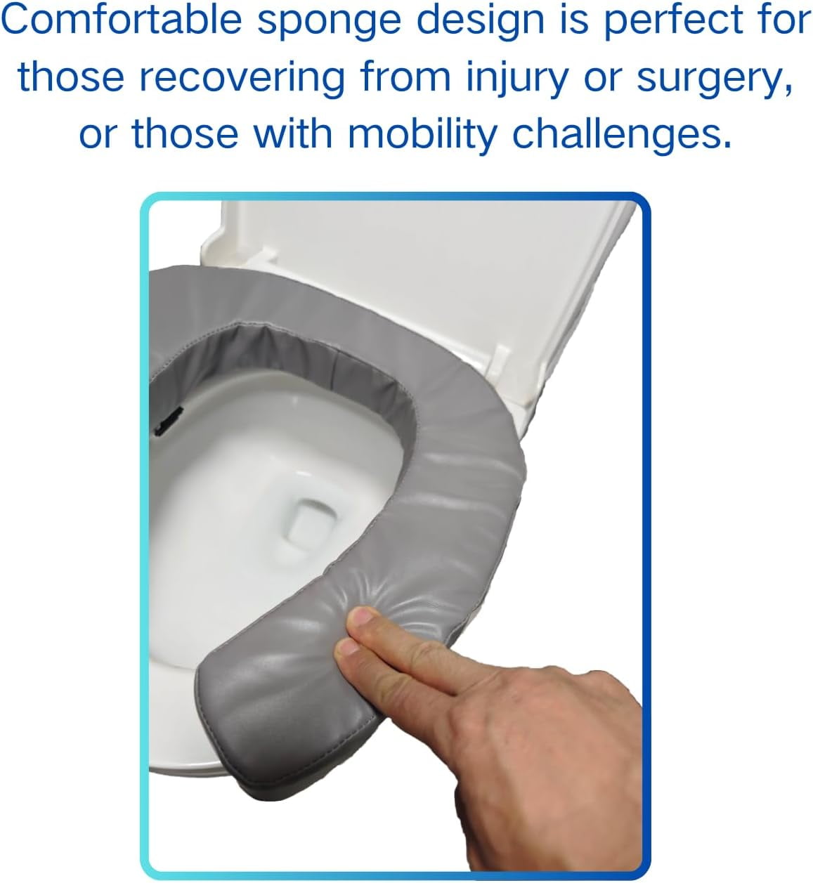 Ristpal Soft Padded Toilet Seat Cushion with 2-Inch High-Density Foam & Waterproof PU Fabric, U-Shape Padded Toilet Cushion - Secure Hook & Loop Tape, Fits Standard/Elongated Toilets (Grey)