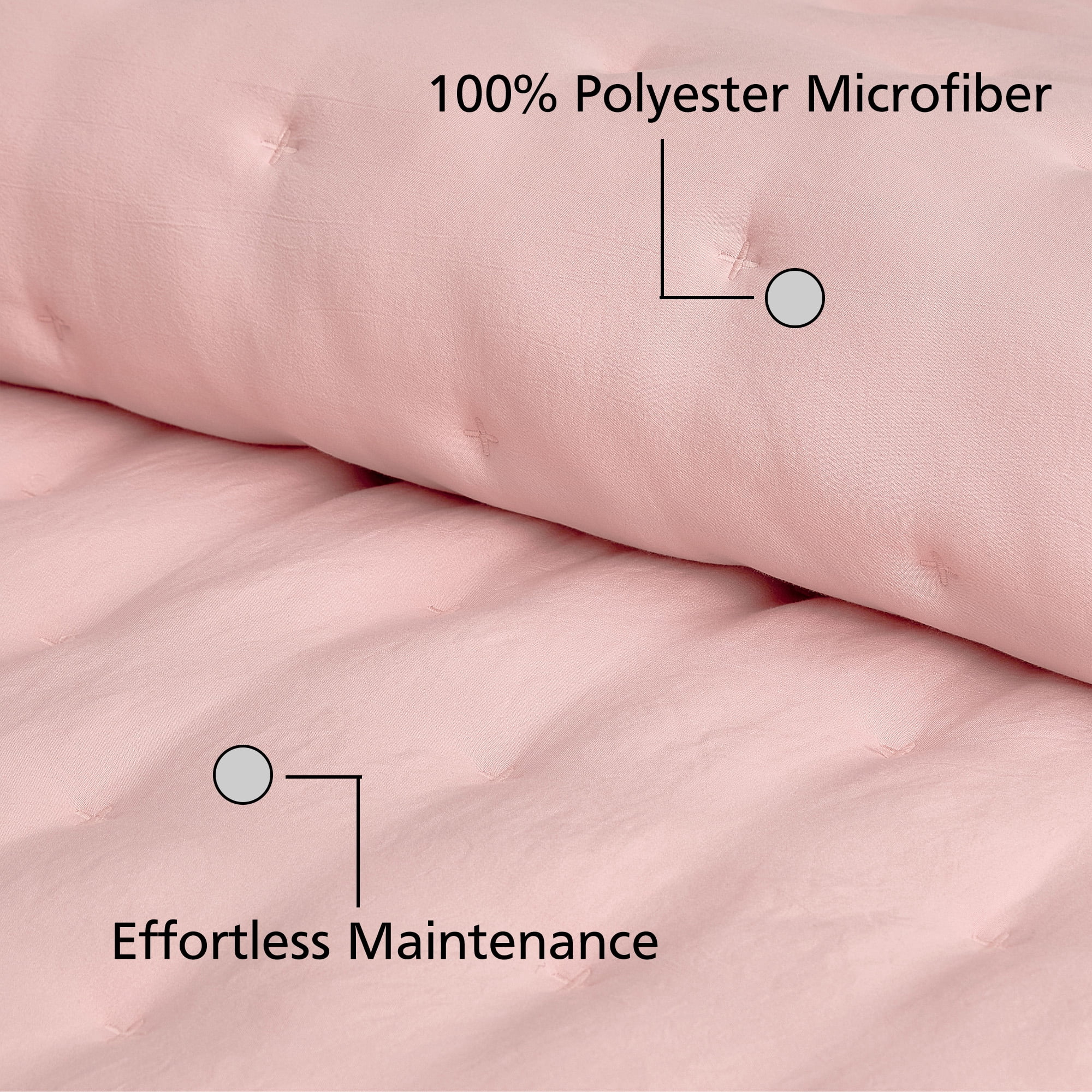 Mainstays Full/Queen Comforter Set, Soft Lightweight & All Season, 3-Piece, Pink