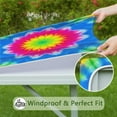 thumbnail image 6 of Colorful Tie Dye Lotus Pattern Square Fitted Tablecloth with Elastic Edge,Square Table Cover,Washable Elastic Table Cover for Home Kitchen Party Decor 36"x36", 6 of 6