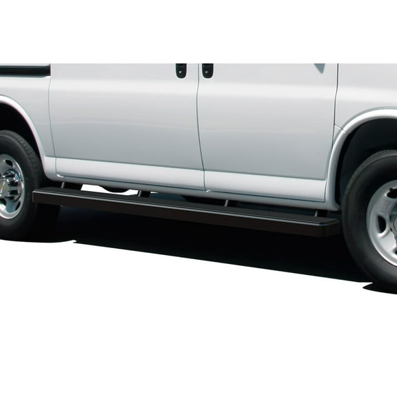 2003-2019 CHEVY/GMC EXPRESS/SAVANA 1500/2500/3500 VAN (FULL SIZE) (Driver 37.4"/Passenger 96.5") Black Finish iStep 5 Inch Van Door to Door sidestep