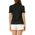 thumbnail image 3 of Unique Bargains Women's Bow Tie Neck Office Elegant Short Sleeve Blouse Top XS Black, 3 of 7