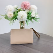 Coach Women's Small Corner Zip Crossgrain Leather Wristlet (TAUPE)
