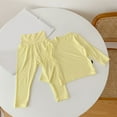 thumbnail image 2 of Vedolay Sets for Girls 2 Piece Outfits Cute Print Bow Front Ruffle Top with Pants,Yellow 6-12 Months, 2 of 3