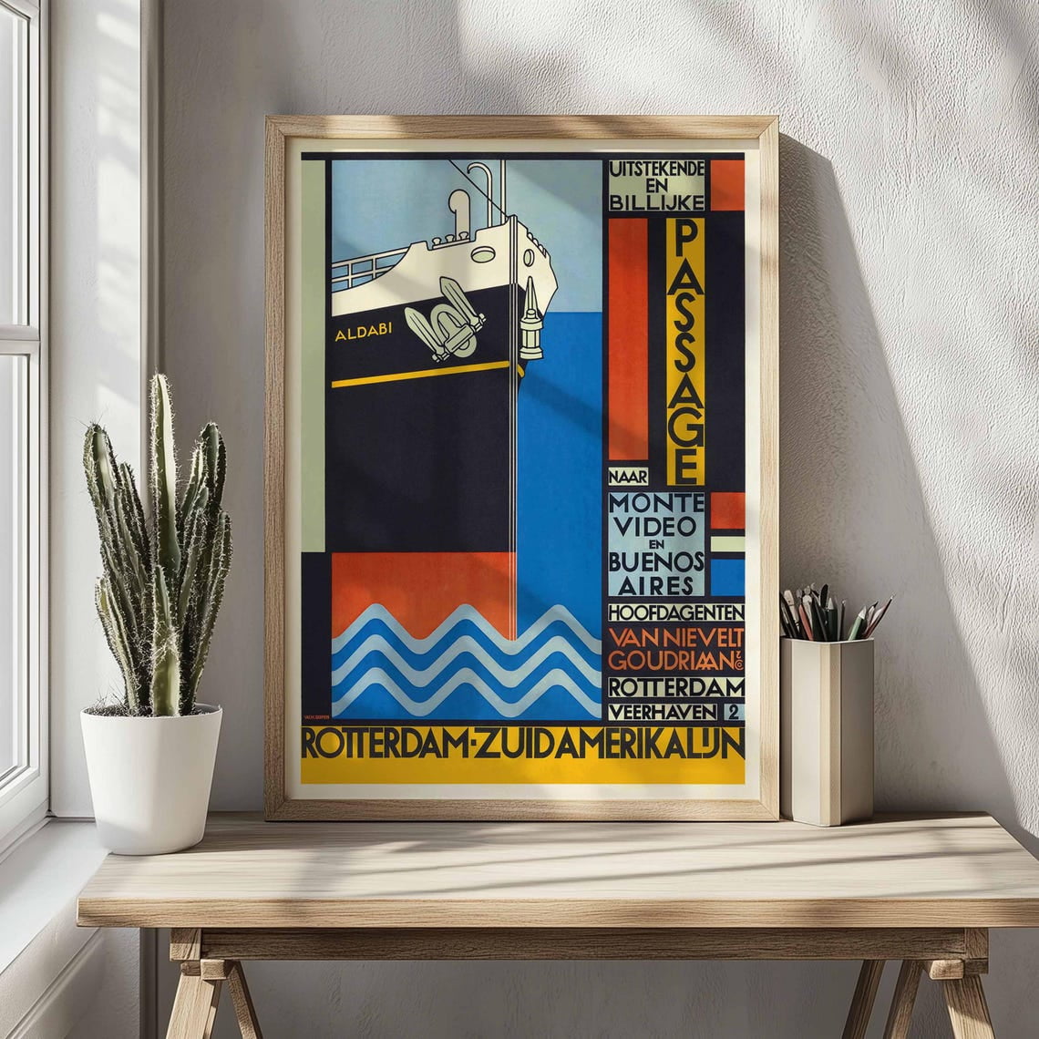 Rotterdam Poster, Holland South America Line, Vintage Dutch Print, Unframed Paper Poster 8x10in