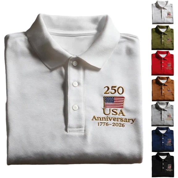 Mens American Flag Patriotic Polo Shirts 250 Anniversary USA Tops Collared Short Sleeve T-Shirt