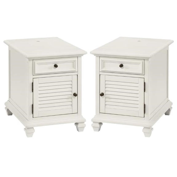 Home Square Modern Wood Storage End Table in White - Set of 2