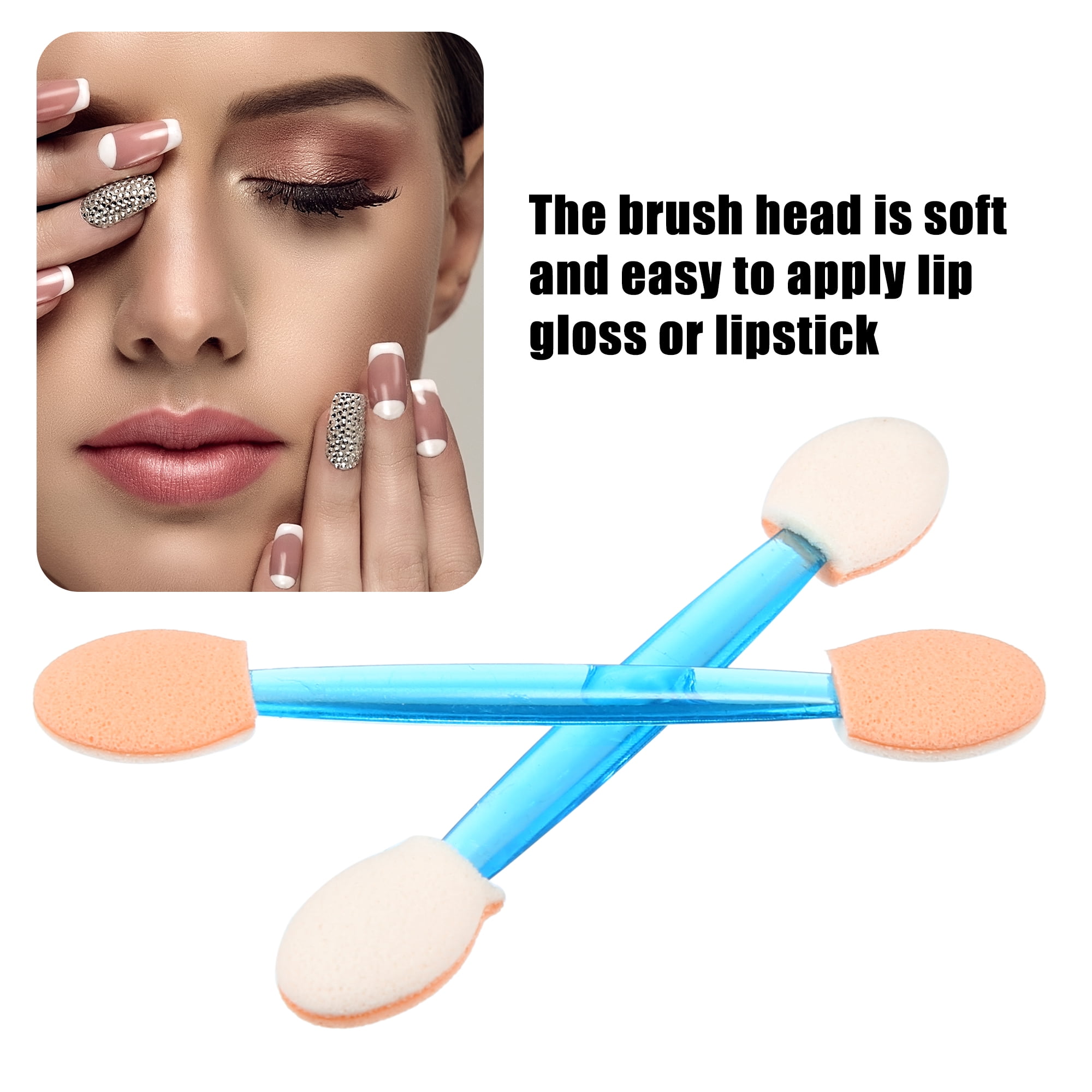 Unique Bargains 25 Pcs Dual Sides Eye Shadow Sponge Applicators with Container Blue White
