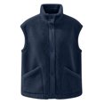 thumbnail image 2 of ClodeEU Women's Plush Fleece Vest Jacket With Pockets,Lightweight Stand Collar Button Sleeveless Outwear Blue,Womens Plus XXL, 2 of 3