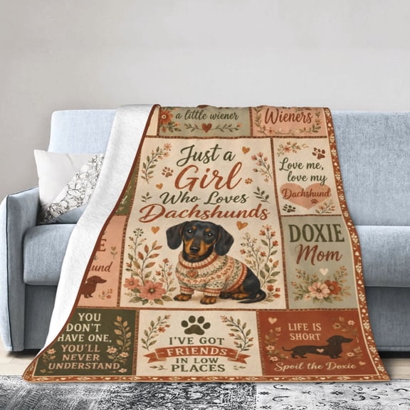 Dachshund Lover Blanket Gift Throw Blanket Floral Dog Mom Gift for Women Pet Lovers Home Decor 50x40