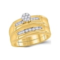 thumbnail image 2 of Diamond Princess 10kt Yellow Gold His Hers Round Diamond Cluster Matching Wedding Set 1/5 Cttw, 2 of 3