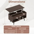 thumbnail image 3 of Costway 31.5" Lift Top Coffee Table Modern Table with Hidden Compartment&Wood Legs For Home Brown, 3 of 10