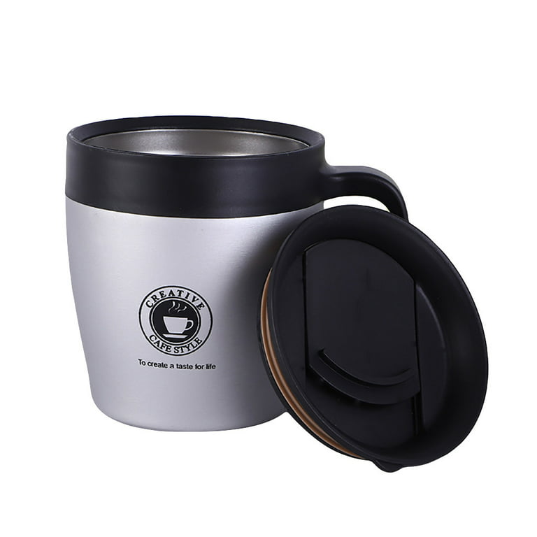 Stainless Steel Coffee Mug Cup with Lid and Handle, Double Wall Vacuum Insulated Coffee Tumbler, Reusable and Durable Travel Coffee Cup Thermal Cup