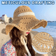 thumbnail image 5 of Circunferencia del sombrero 56-58 cm sombrero de paja playa femenina ala grande plegable salida al mar vacaciones protector solar sombrero para el sol, 5 of 5