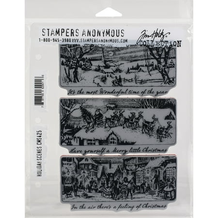 UPC: 0787790629016 | Tim Holtz Cling Stamps 7 X8.5 -Holiday Scenes