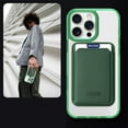 thumbnail image 5 of 2 in 1 Wallet Case for iPhone 12 Pro Max, Compatible with Magsafe Clear Shockproof Magnetic Phone Case with Card Holder Bumper Anti-Yellowing Protective Cover for iPhone 12 Pro Max,Green, 5 of 8