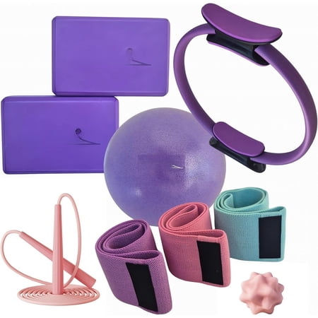 Yoga & Pilates Kit for Women - 9-in-1 & Studio Fitness Set with Yoga Blocks, Pilates Ring, Resistance Bands, Pilates Ball & - & Workout Essentials for Yoga, Pilates & Stretching