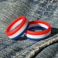 thumbnail image 3 of Blue White Red Stripe Silicone Ring 8mm Bandwidth, 3 of 5