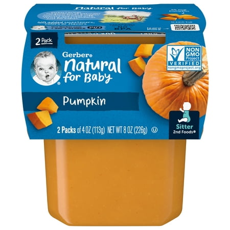 Gerber 2nd Foods Pumpkin Baby Food Puree, 4 oz Tubs, (16 Pack)