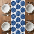 thumbnail image 6 of Dahlia Flower Table Runner - 108 Inch Long, Kitchen Dining Table Runner Dresser Scarves, Farmhouse Botanical Blue Grey Floral Farmhouse Decor for Coffee Tables Wedding Party Banquet, 6 of 8