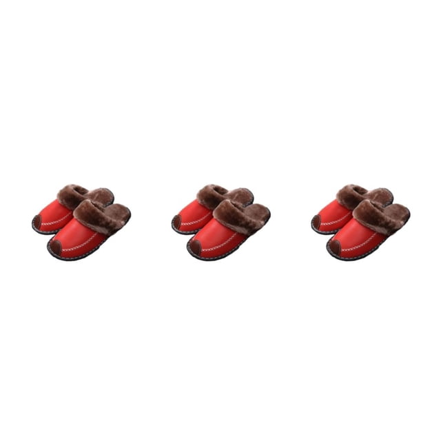 Sonducket Zapatillas de casa Suministros de invierno Zapato cálido Parejas Accesorios para el hogar Mujer Suavidad Zapatilla de felpa Big Red 25 Type1 NO1