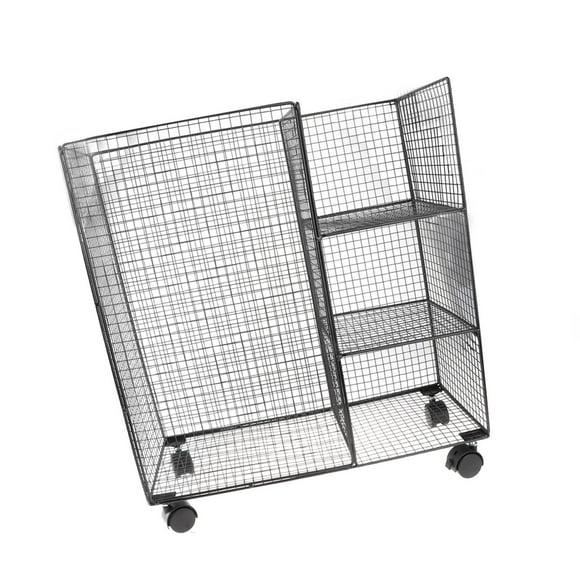 Estante para almacenamiento de esterillas de con ruedas, carrito utilitario con cesta para accesorios grande Negro