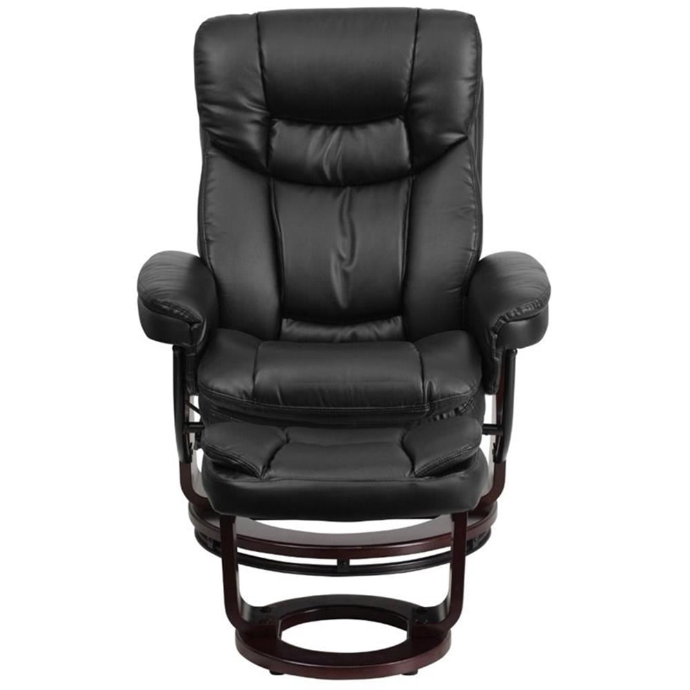 Bowery Hill LeatherSoft Black Recliner Integrated Headrest 41.25"H x 33"W x 44.5"D
