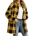 thumbnail image 5 of ZZkhGO Women's Winter Plaid Button‑Front Lapel Velvet Winter Jacket with Side Pockets Mid‑Length Double‑Sided Warm Coat, 5 of 6