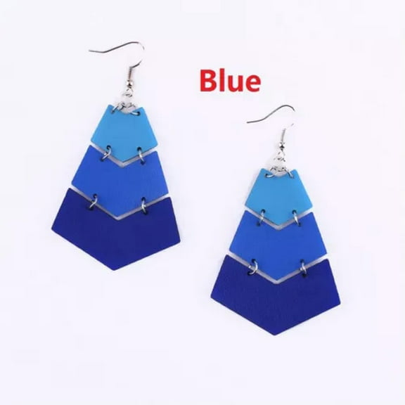 New Pu Leather Geometric Chevron Joint Drop Statement Earrings Bohemia Jewelry